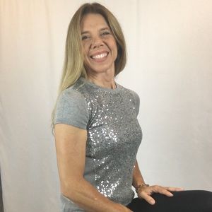 Vince Camuto Silver Sequins Top